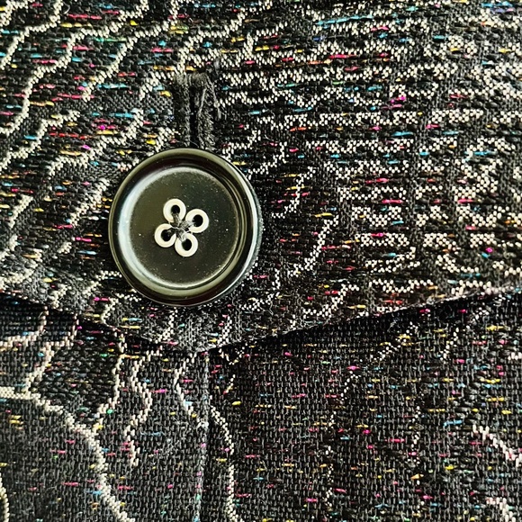 Chico’s woman’s metallic brocade jacket, Black/Silver, size 0 beautiful pattern- - Picture 11 of 16